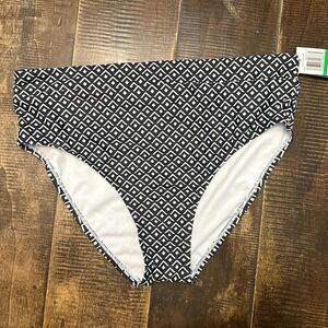 Aqua Couture Black and White High Waisted Bikini Bottoms